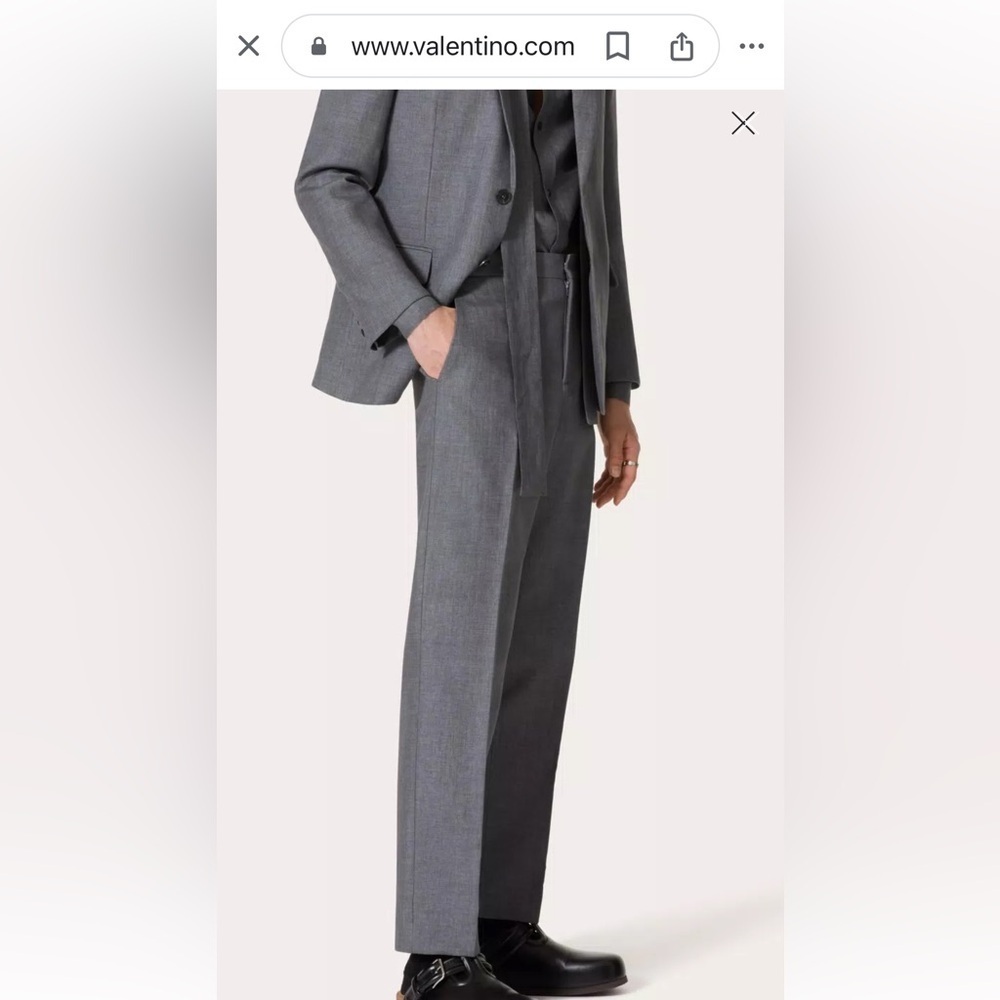 34X30” Valentino Grigio Chiaro Straight Leg Wool
